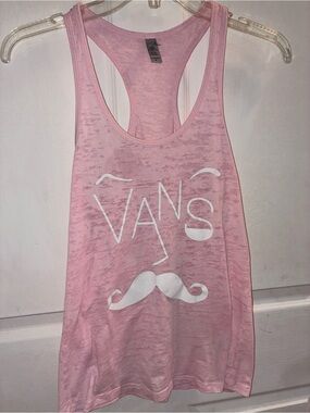 Vans Light Pink Graphic Tank with White Print